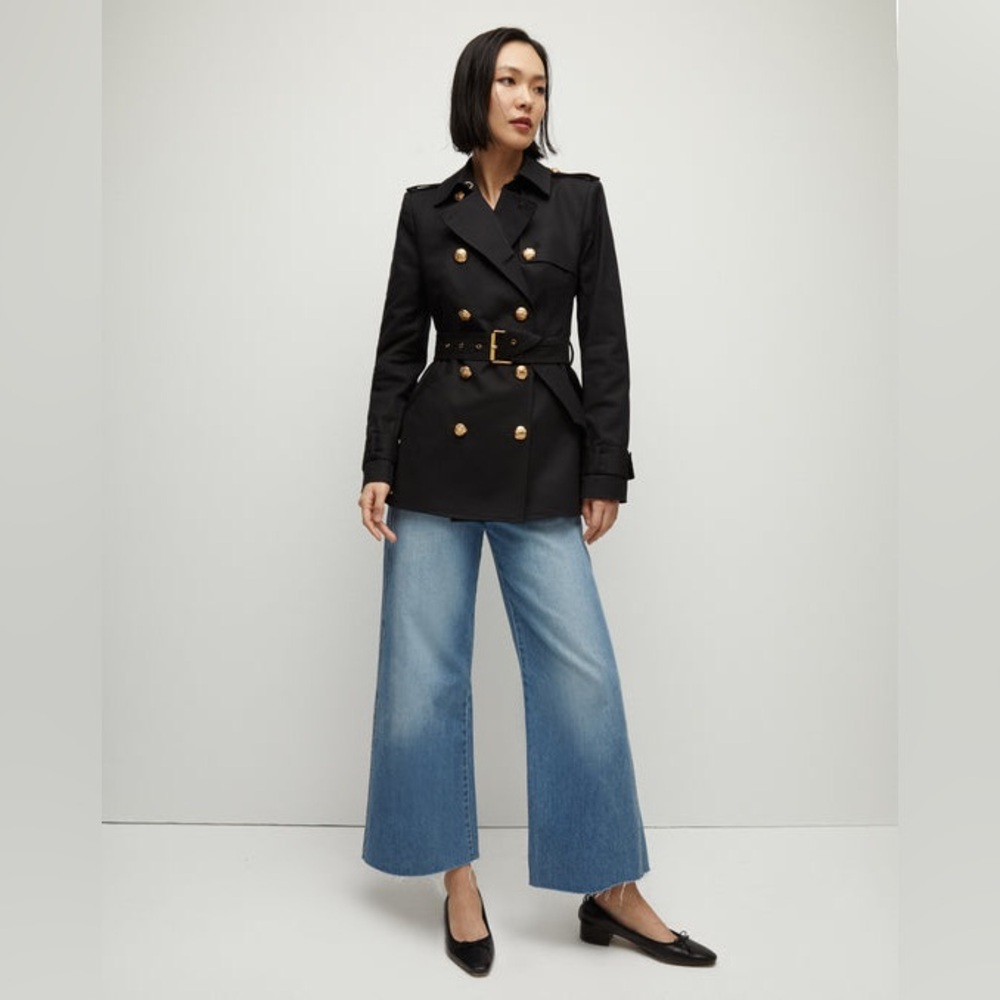 Veronica Beard  Angelique Dickey‎ Cropped Trench Black Gold 00 - Picture 2 of 12